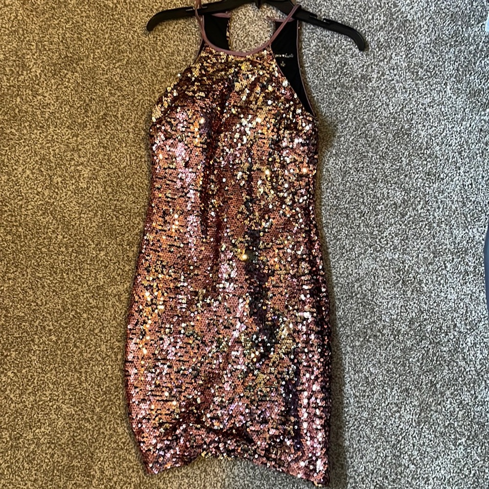 Size 3 Sequin Hearts Pink Sparkly Short Dress